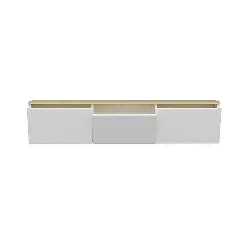 Hanah Home Meuble TV en bois - 160 x 32 x 35 cm - Chêne blanc