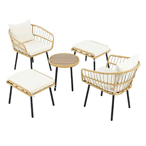 ByteLike Ensemble de jardin 5 pièces en rotin