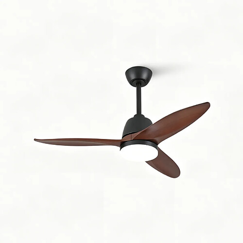 DZMDIP Ventilateur de plafond LED 107 cm avec 3 températures de couleur et 6 vitesses,noyer foncé