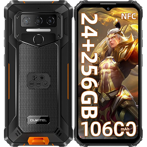 Téléphone robuste OUKITEL WP23 Plus batterie 10600mAh 24Go+256Go 6,52" Noir