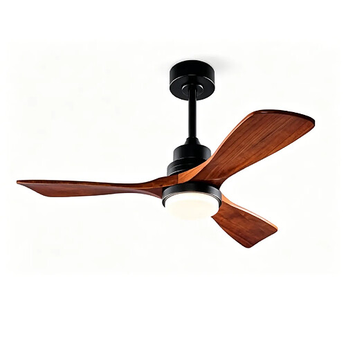 DZMDIP Ventilateur plafond LED 107 cm avec télécommande et moteur DC silencieux, noyer foncé
