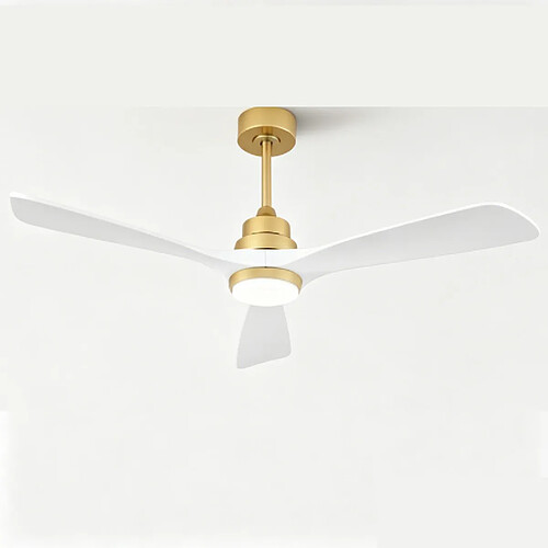 DZMDIP Ventilateur plafond LED 132 cm avec télécommande et moteur DC silencieux, doré et blanc
