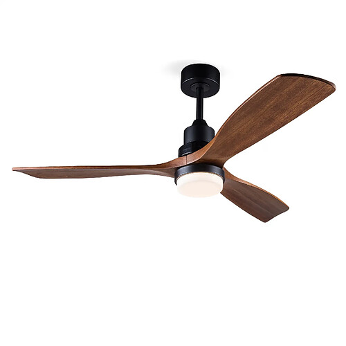 DZMDIP Ventilateur plafond LED 132 cm avec télécommande et moteur DC silencieux, noyer foncé