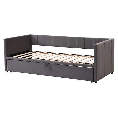 STILVORA Canapé-lit 200/90 cm gris en tissu rembourré avec lit extensible