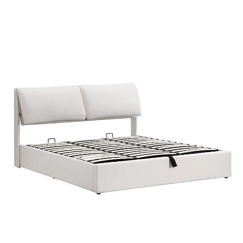 STILVORA Lit rembourré 180/200 cm beige en velours avec 3 tiroirs et coffre