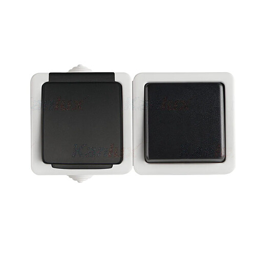 Kanlux TEKNO interrupteur+prise FR IP54 noire 25358