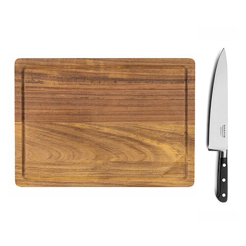 Sabatier Trompette Origin - Planche à découper 39x28x1.5cm et Couteau de chef 25cm