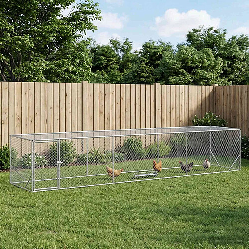 vidaXL Enclos pour Poules Argenté 500 x 100 x 100 cm Acier galvanisé