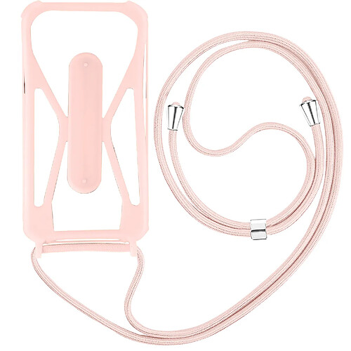 Avizar Coque Cordon pour Smartphone Universel avec Coins Bumper et Fonction Support Rose