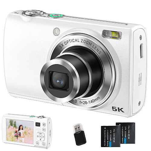 VURAHOME Appareil Photo Numérique 5K 64MP Zoom Optique 5X 2 batteries DC408W