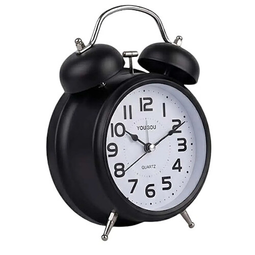 Avizar Réveil de Table Analogique pour Chambre Double Cloche Élégant Noir