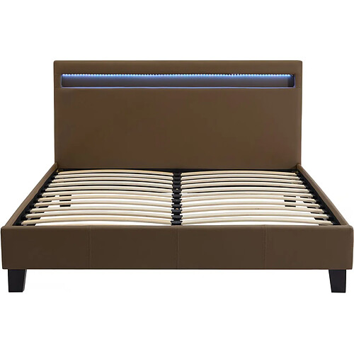 Habitat Et Jardin Lit LED [ ]Maria[ ] - 140 x 190 cm - Taupe