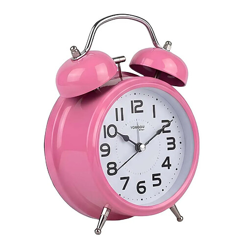Avizar Réveil de Table Analogique pour Chambre Double Cloche Élégant Rose