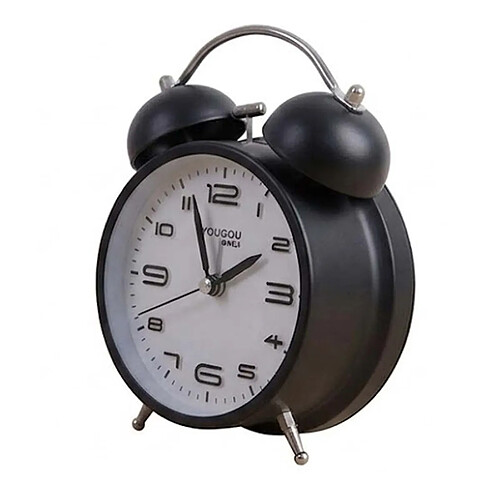 Avizar Réveil de Table 12cm pour Chambre Format Rond Double Cloche Élégant Noir