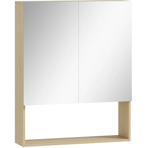 STILVORA Armoire de salle de bain 60/16,6/75 cm chêne en bois et verre avec miroirs