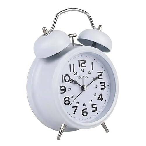 Avizar Réveil de Table Analogique pour Chambre Double Cloche Élégant Blanc
