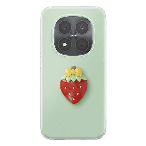 Avizar Coque pour Redmi Note 15 Pro 5G Motif Fraise en Relief 3D et Contour Surélevé Vert