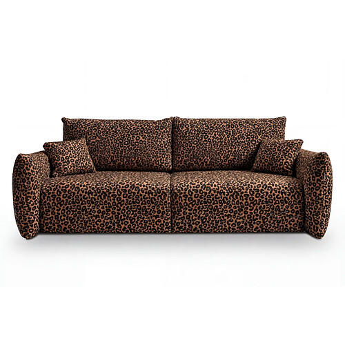 Casanova Canapé droit convertible tissu imprimé animalier 3 places Terracotta