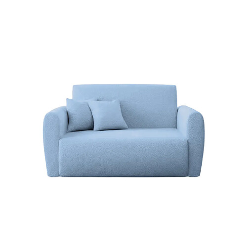 Casanova Canapé droit convertible tissu bouclette 2 places Bleu