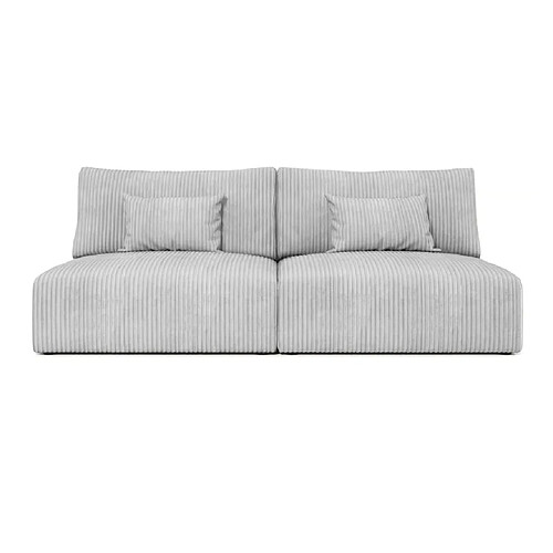 Casanova Canapé droit convertible velours côtelé 2 places Gris clair