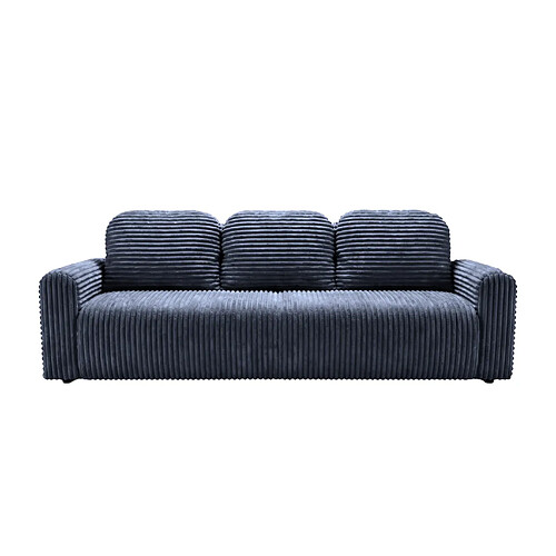 Casanova Canapé droit convertible gros velours côtelé 3 places Bleu