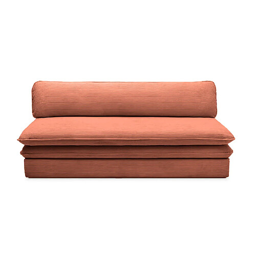 Casanova Canapé droit convertible velours côtelé Terracotta