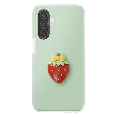 Avizar Coque pour Galaxy A26 avec Motif Fraise en Relief 3D et Contour Surélevé Vert
