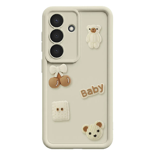 Avizar Coque pour Galaxy S26 avec Motifs Nounours Kawaii en 3D et Contour Surélevé Beige