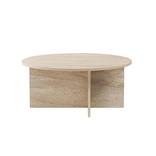 Hanah Home Table basse en bois - 90 x 90 x 40 cm - Travertin