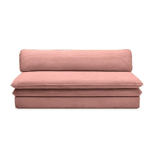 Casanova Canapé droit convertible velours côtelé 2 places Rose