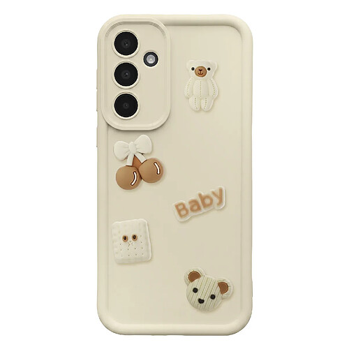 Avizar Coque pour Galaxy A56 avec Motifs Nounours Kawaii en 3D et Contour Surélevé Beige