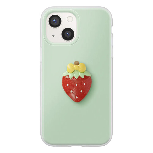 Avizar Coque pour iPhone 13 avec Motif Fraise en Relief 3D et Contour Surélevé Vert
