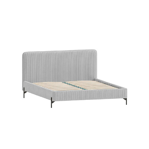 Casanova Lit petit velours côtelé Gris clair 140x200cm