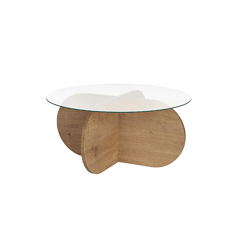Hanah Home Table basse en bois - 75 x 75 x 35 cm - Chêne SaphirTransparent