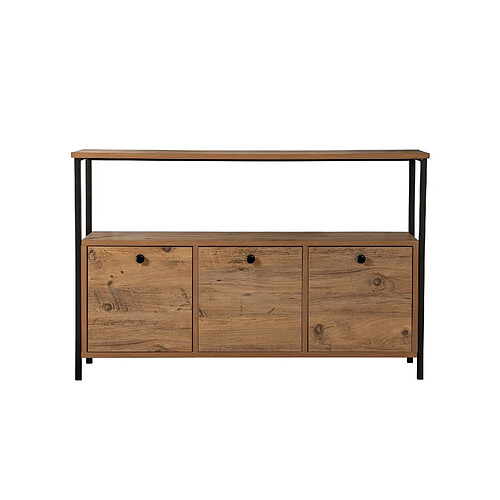 Hanah Home Console en bois [ ]Solace[ ] - 120 x 29 x 77 cm - Pin atlantique Noir