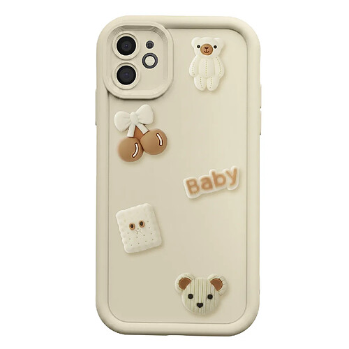 Avizar Coque pour iPhone 12 avec Motifs Nounours Kawaii en 3D et Contour Surélevé Beige