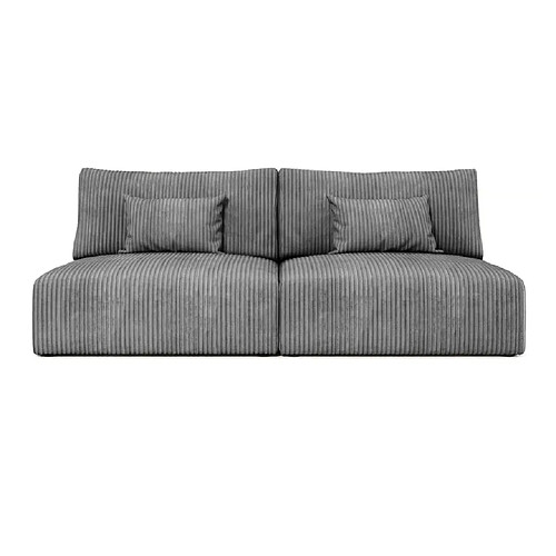 Casanova Canapé droit convertible velours côtelé 2 places Gris foncé