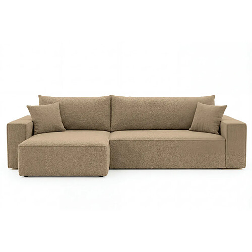 Casanova Canapé d'angle convertible tissu bouclette Café