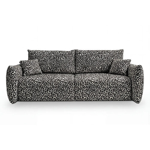 Casanova Canapé droit convertible tissu imprimé animalier 3 places Blanc