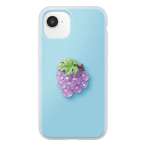 Avizar Coque pour iPhone 16e avec Motif Raisin en Relief 3D et Contour Surélevé Bleu