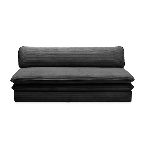 Casanova Canapé droit convertible velours côtelé 2 places Noir