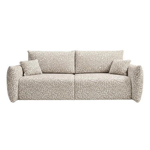 Casanova Canapé droit convertible tissu imprimé animalier 3 places Beige
