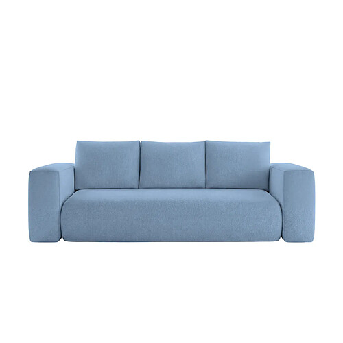 Casanova Canapé droit convertible tissu bouclette 3 places Bleu