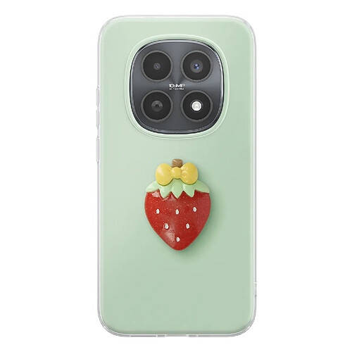 Avizar Coque pour Redmi Note 15 avec Motif Fraise en Relief 3D et Contour Surélevé Vert