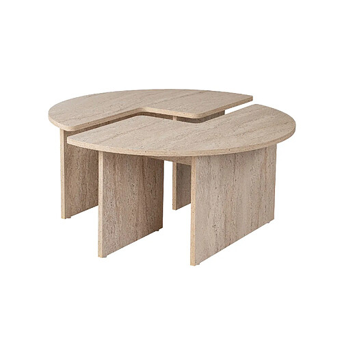 Hanah Home Table basse en bois - 90 x 90 x 41 cm - Travertin