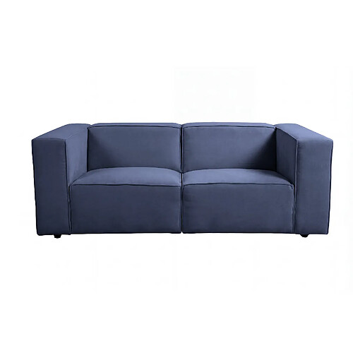 Casanova Canapé droit tissu lisse 2 places Bleu