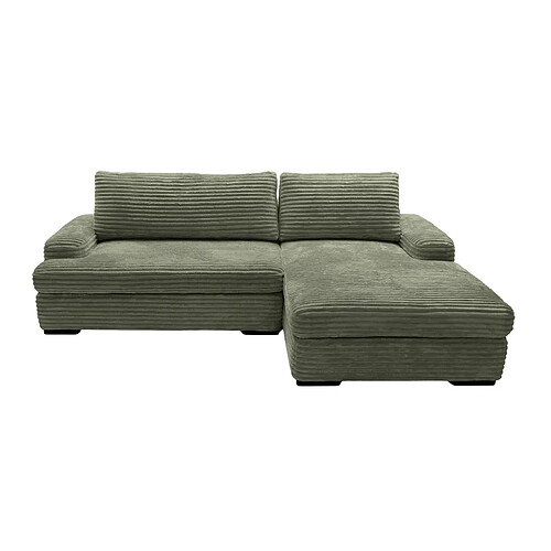 Casanova Canapé d'angle convertible gros velours côtelé Vert Droit