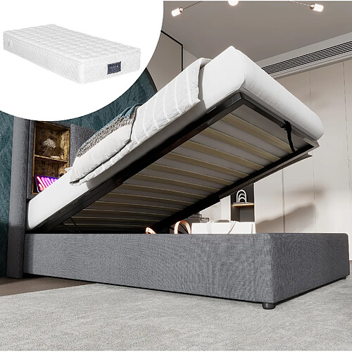 Lit Coffre 90x200 cm Modenvie avec USB et chargement sans fil