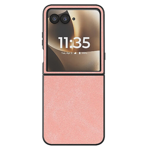 Avizar Coque Clapet pour Motorola Razr 70 Ultra Protection Pliable Rigide Effet Cuir Rose