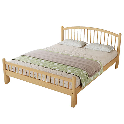 MIVRAY Lit simple 140x200 cm, design minimaliste, bois, Couleur naturelle